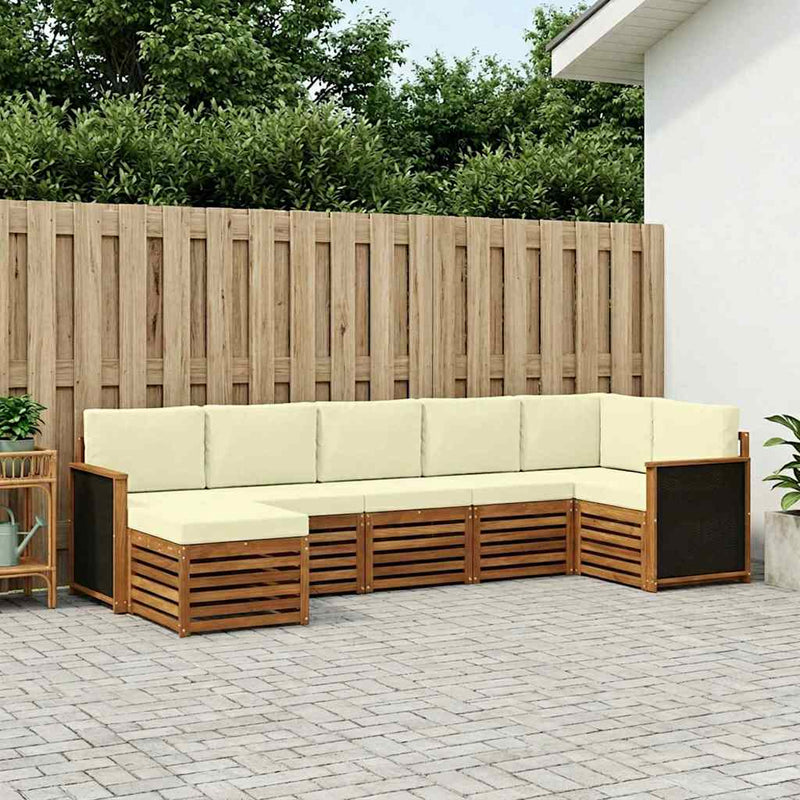 Set de canapele de exterior 6 buc. Natural și Crem