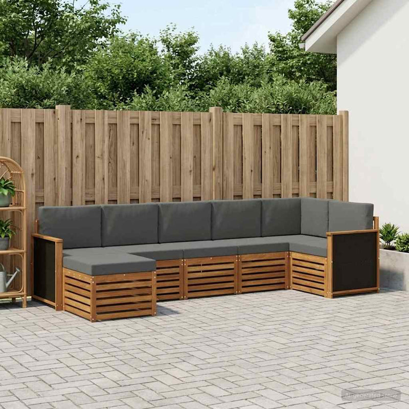 Set de canapele de exterior 6 buc. Natural și Antracit