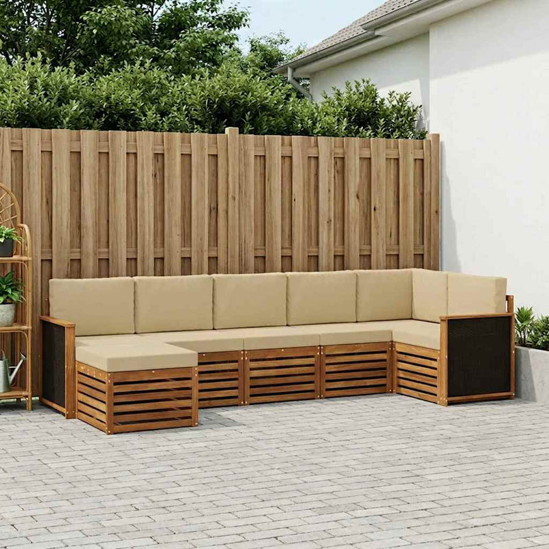 Set de canapele de exterior 6 buc. natural