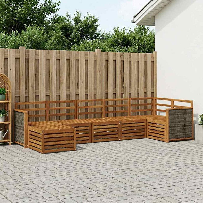 Set de canapele de exterior 6 buc. natural Lemn Solid de Acacia