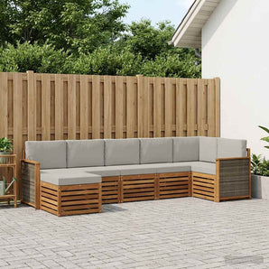 Set de canapele de exterior 6 buc. Natural și gri deschis