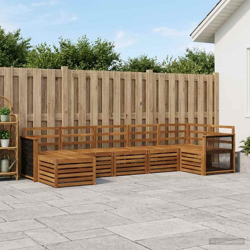 Set de canapele de exterior 6 buc. natural Lemn Solid de Acacia