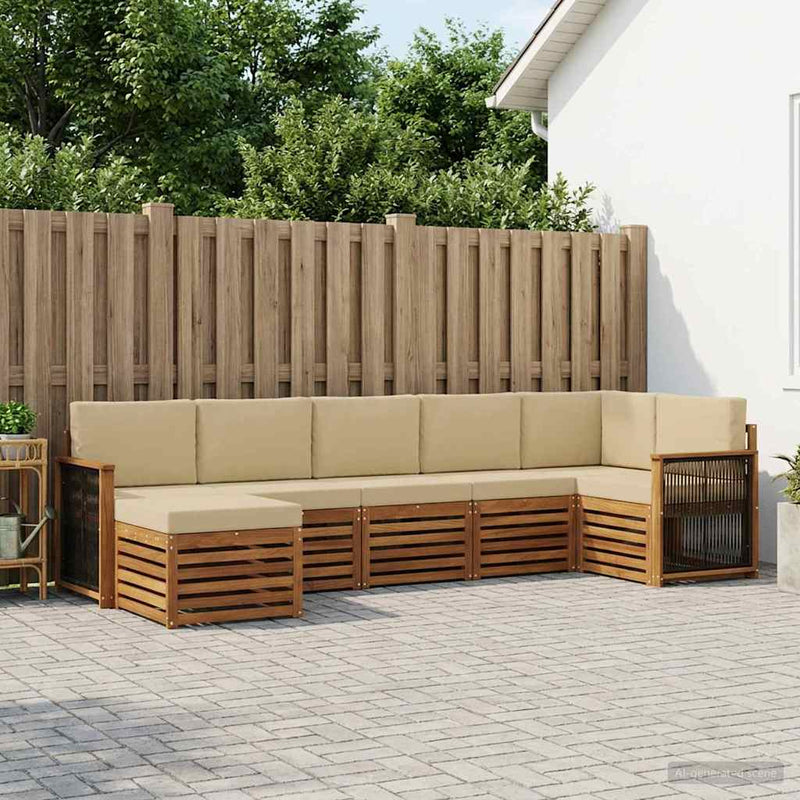 Set de canapele de exterior 6 buc. natural