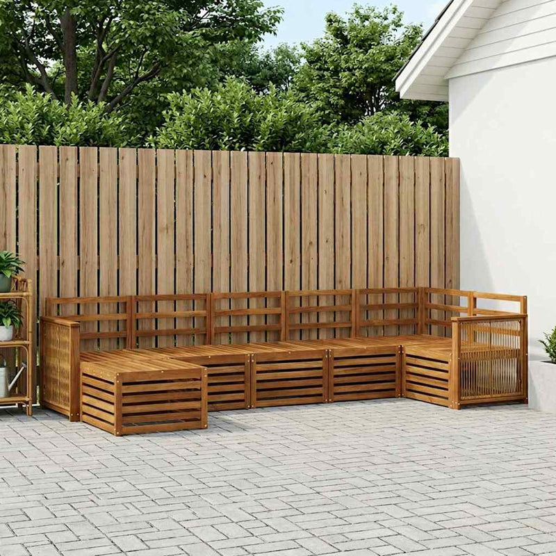 Set de canapele de exterior 6 buc. natural Lemn Solid de Acacia