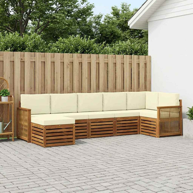 Set de canapele de exterior 6 buc. Natural și Crem