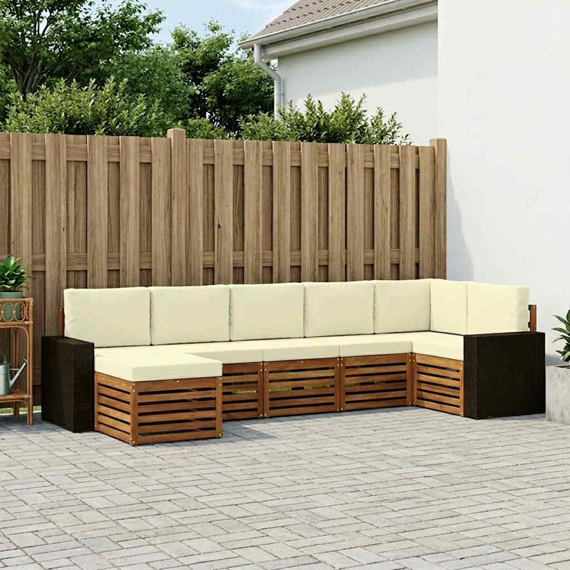 Set de canapele de exterior 7 buc. Natural și Crem