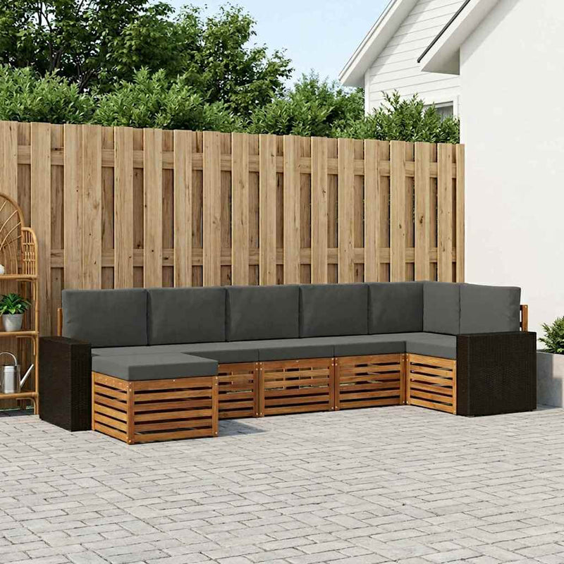 Set de canapele de exterior 7 buc. Natural și Antracit
