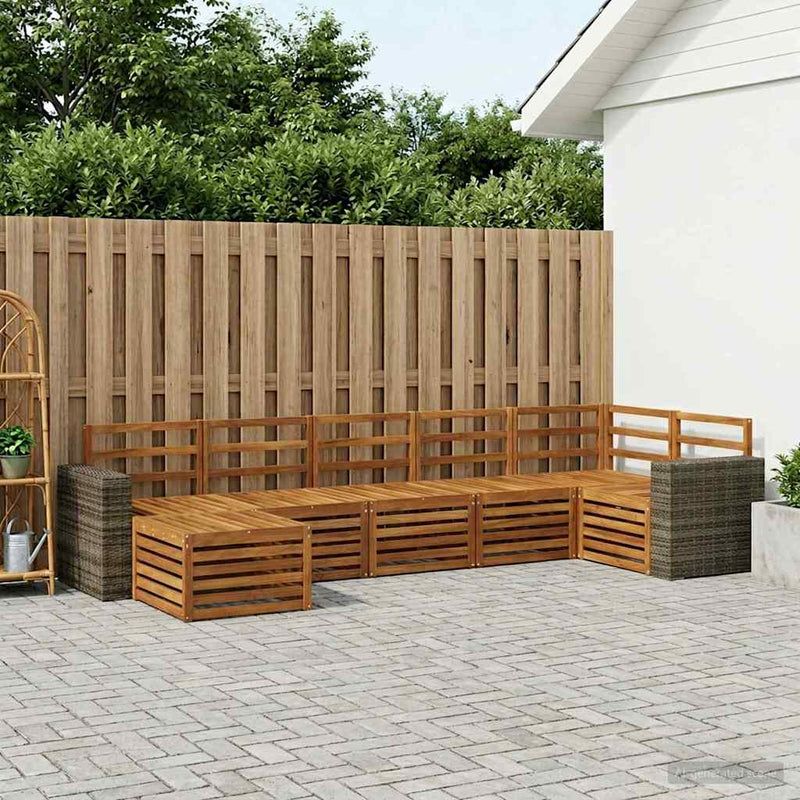 Set de canapele de exterior 7 buc. natural