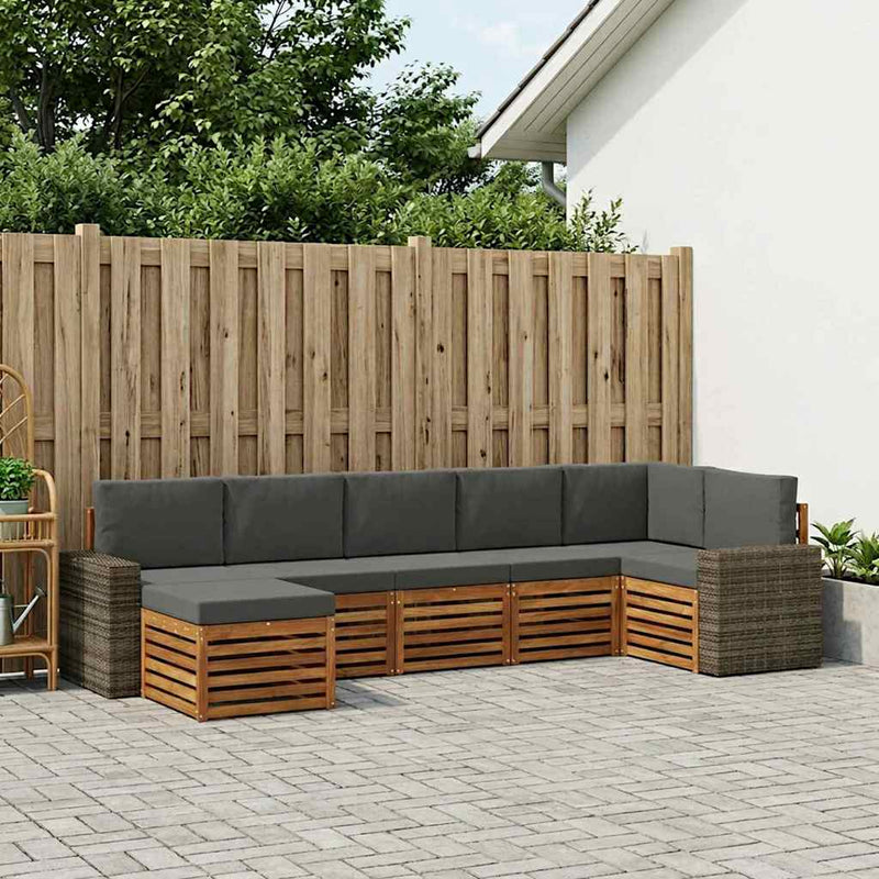 Set de canapele de exterior 7 buc. Natural și Antracit