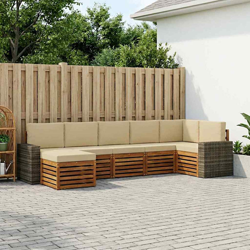 Set de canapele de exterior 7 buc. Natural și Bej