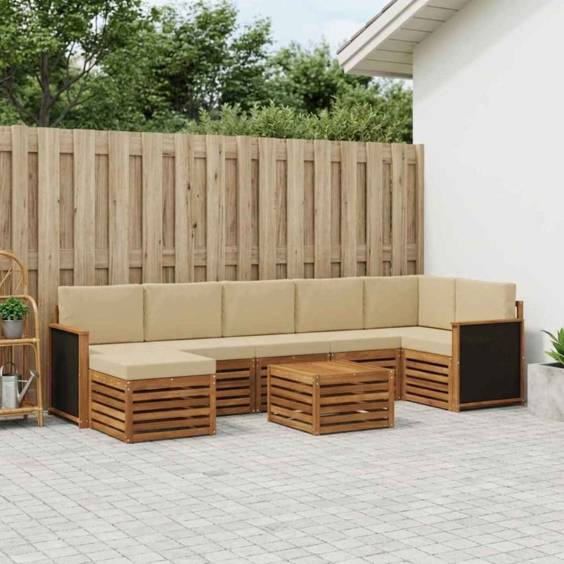 Set de canapele de exterior 7 buc. natural