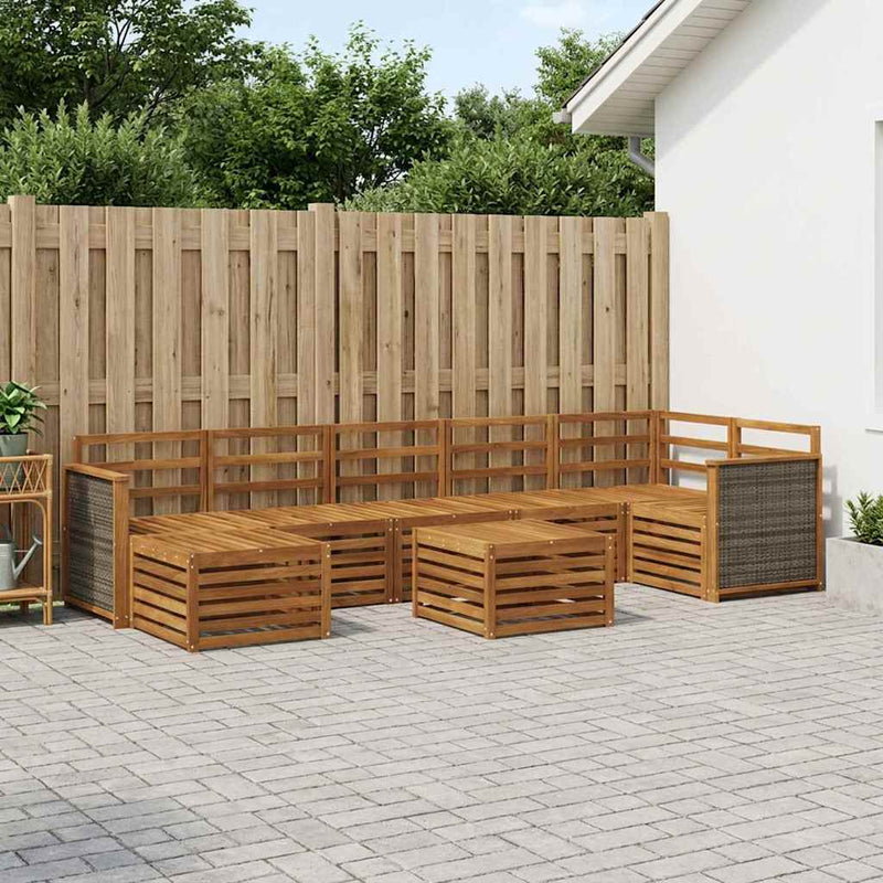 Set de canapele de exterior 7 buc. natural Lemn Solid de Acacia