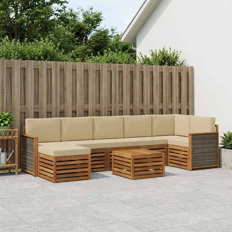 Set de canapele de exterior 7 buc. natural