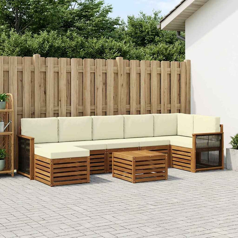 Set de canapele de exterior 7 buc. Natural și Crem