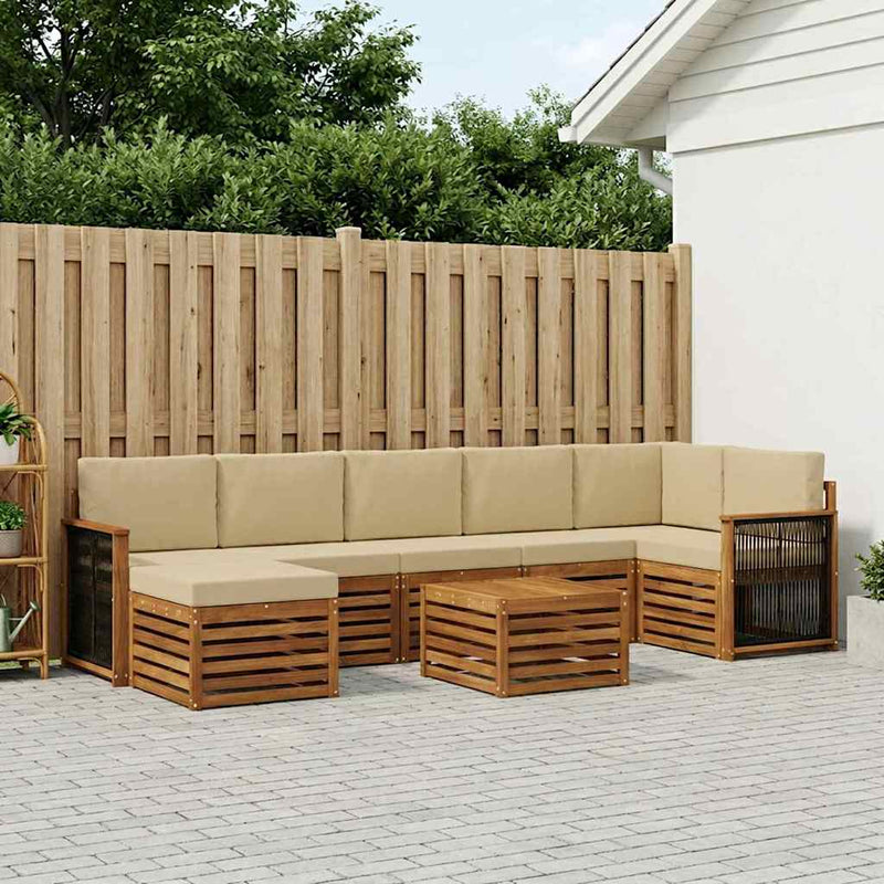 Set de canapele de exterior 7 buc. natural