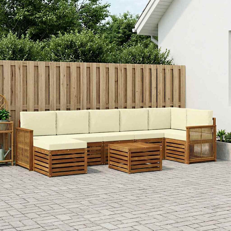 Set de canapele de exterior 7 buc. Natural și Crem