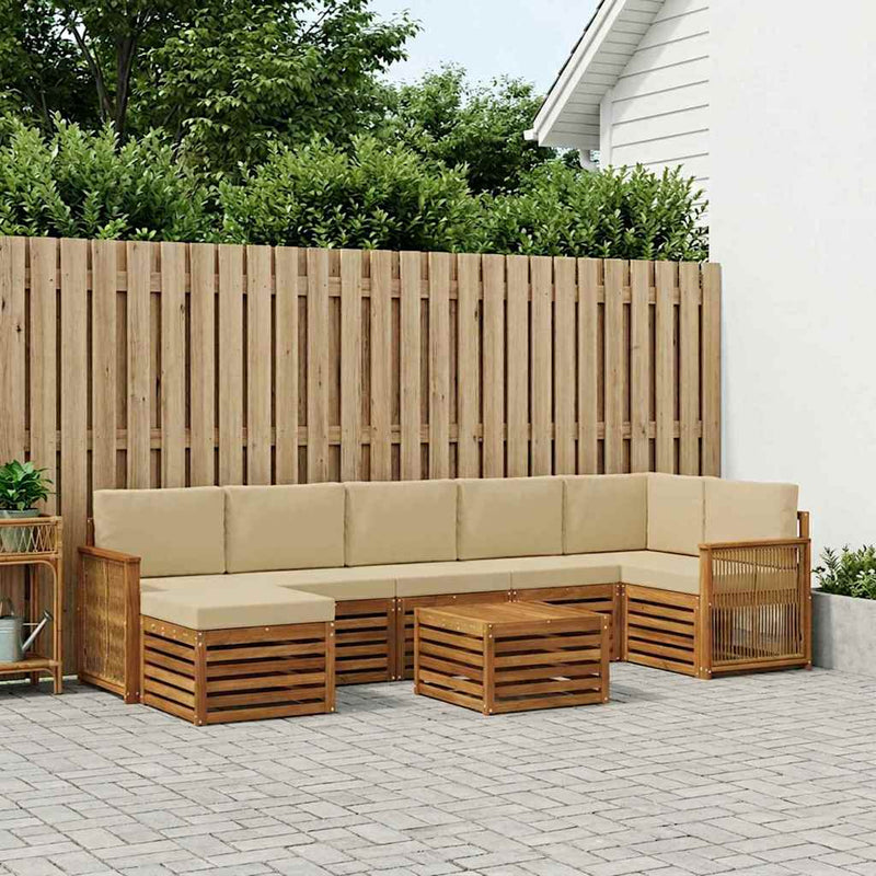 Set de canapele de exterior 7 buc. natural