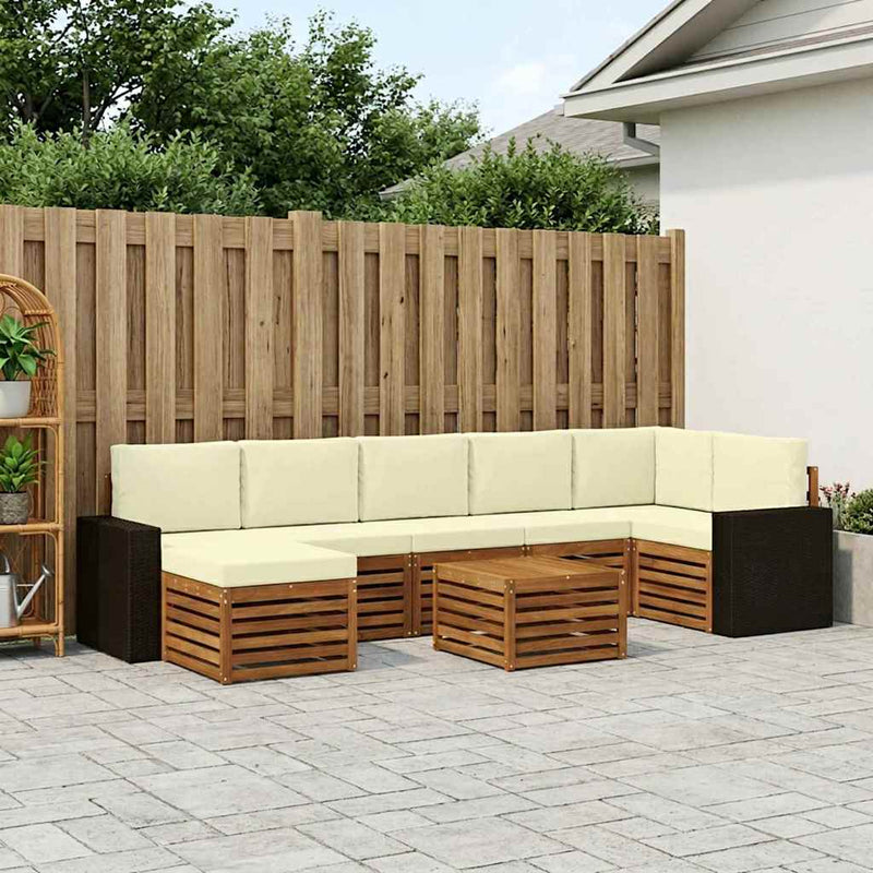 Set de canapele de exterior 8 buc. Natural și Crem