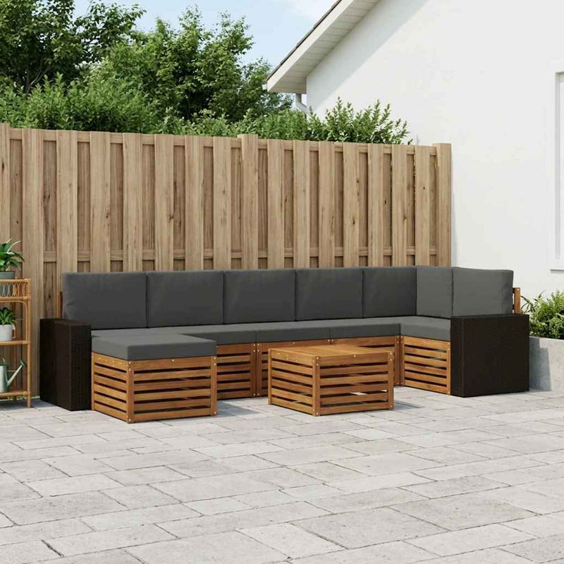 Set de canapele de exterior 8 buc. Natural și Antracit