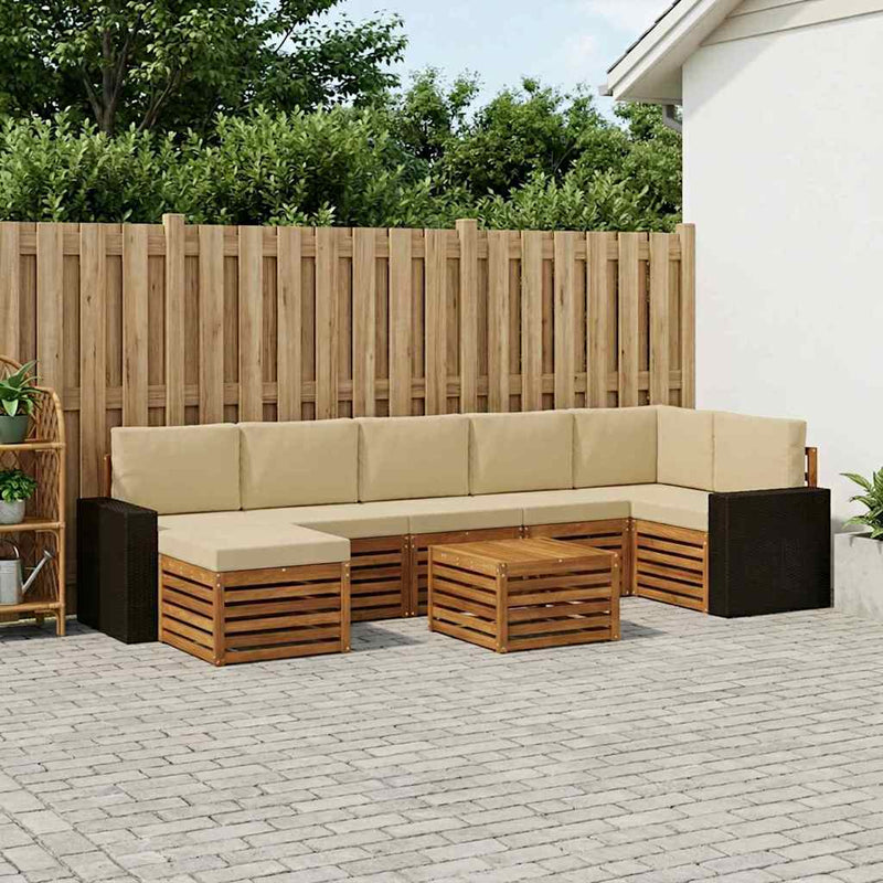 Set de canapele de exterior 8 buc. Natural și Bej