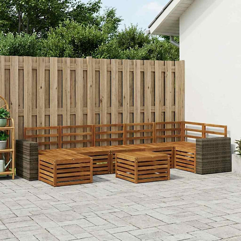 Set de canapele de exterior 8 buc. natural Lemn Solid de Acacia