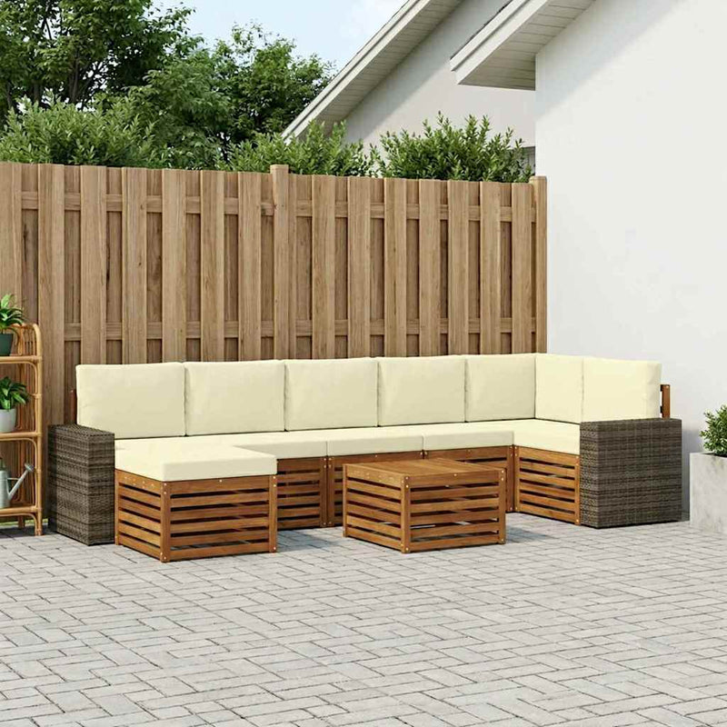 Set de canapele de exterior 8 buc. Natural și Crem