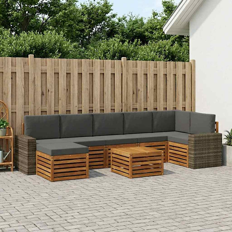Set de canapele de exterior 8 buc. Natural și Antracit