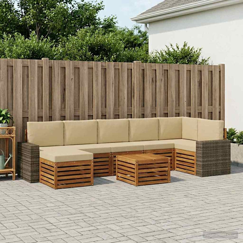 Set de canapele de exterior 8 buc. Natural și Bej