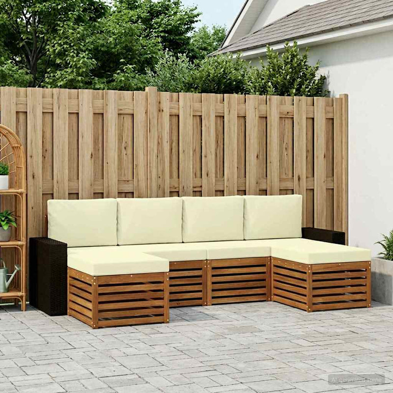Set de canapele de exterior 6 buc. Natural și Crem