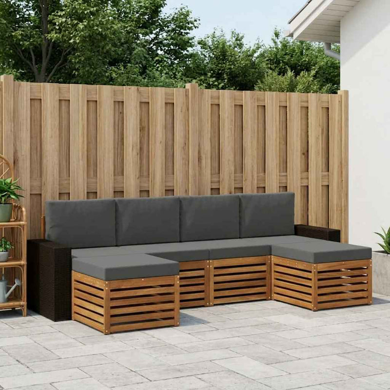 Set de canapele de exterior 6 buc. Natural și Antracit