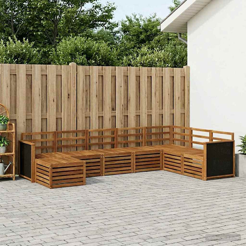 Set de canapele de exterior 6 buc. natural Lemn Solid de Acacia