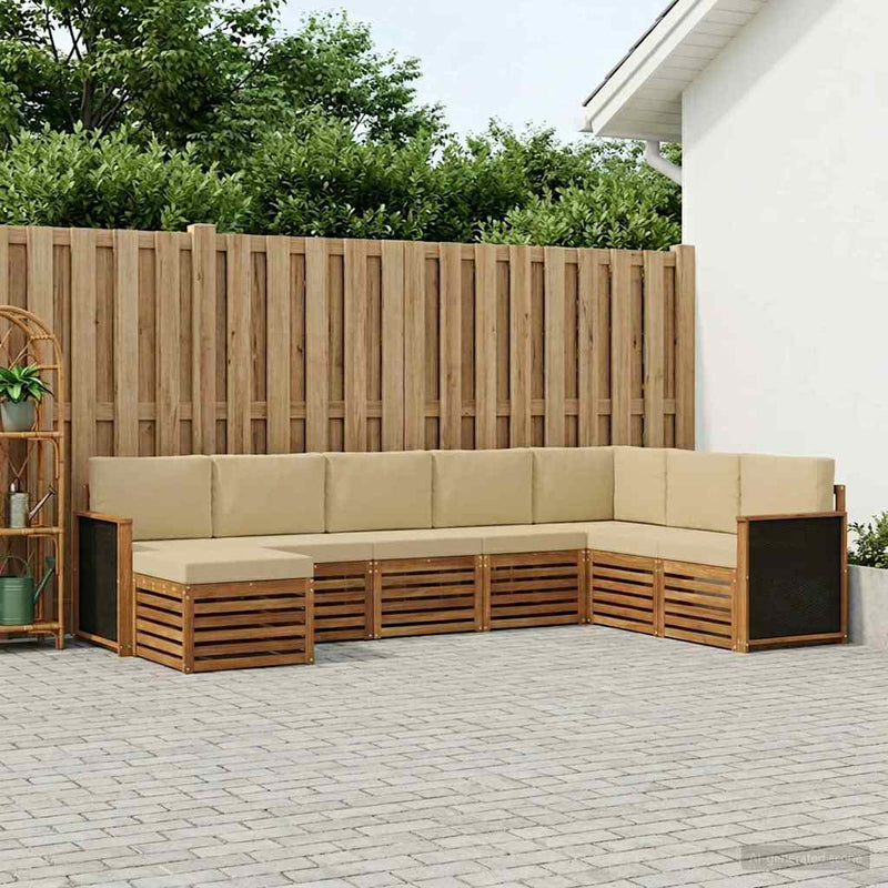 Set de canapele de exterior 6 buc. natural