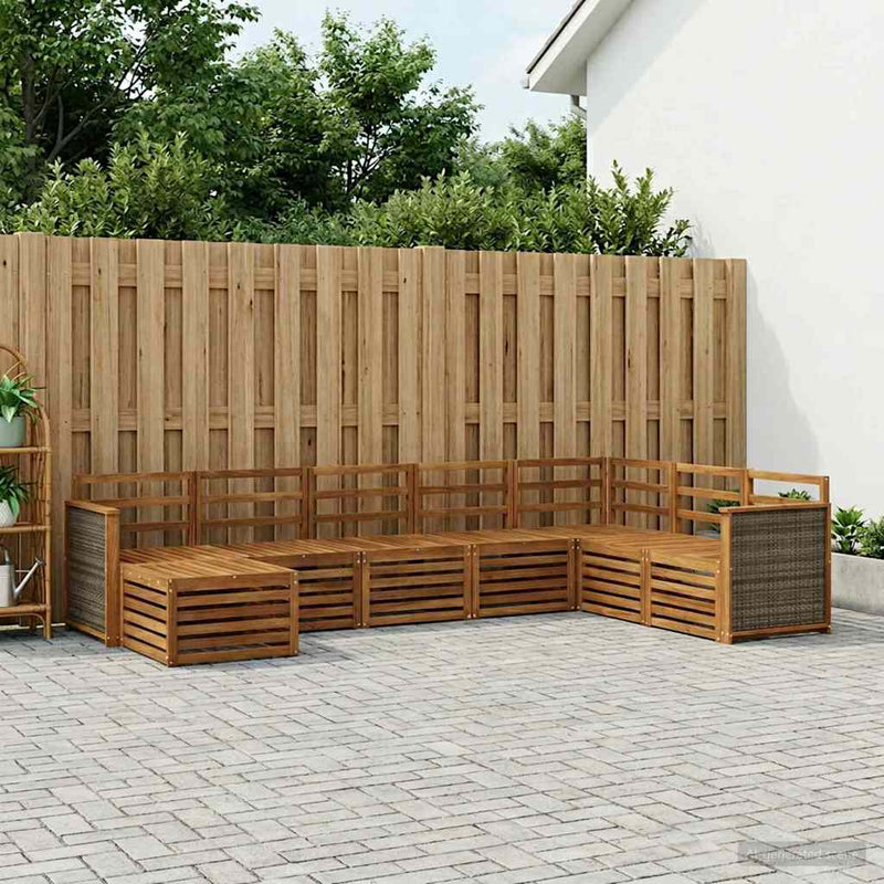 Set de canapele de exterior 6 buc. natural Lemn Solid de Acacia