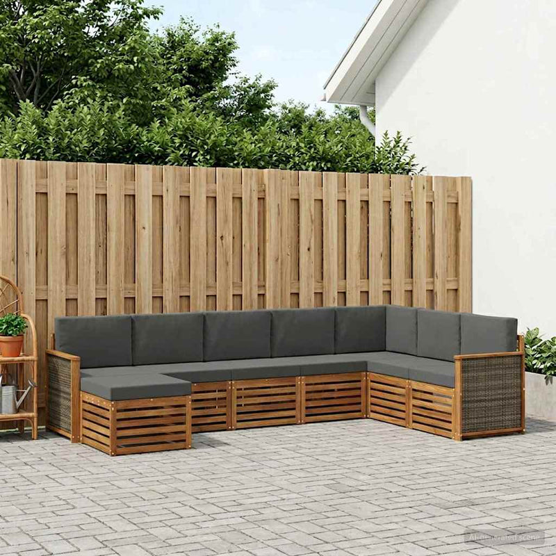 Set de canapele de exterior 6 buc. Natural și Antracit