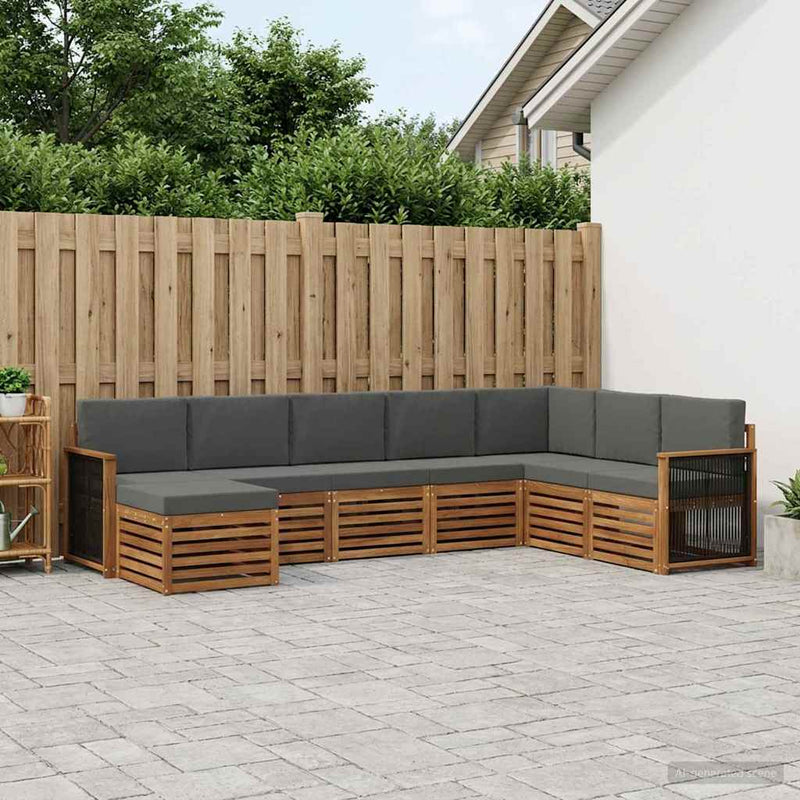 Set de canapele de exterior 6 buc. Natural și Antracit
