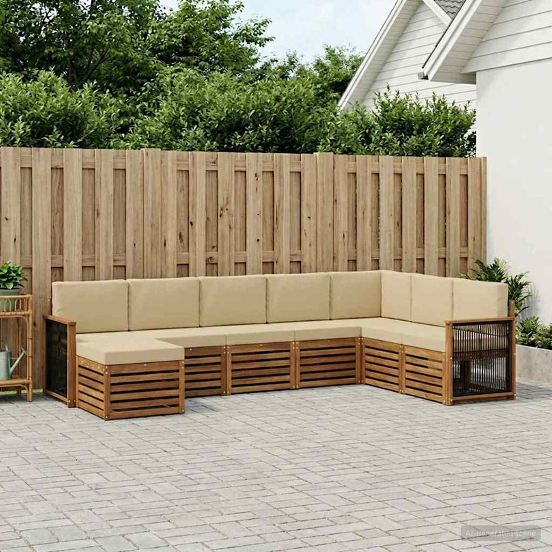 Set de canapele de exterior 6 buc. natural