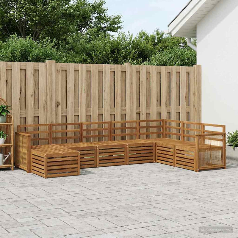 Set de canapele de exterior 6 buc. natural Lemn Solid de Acacia