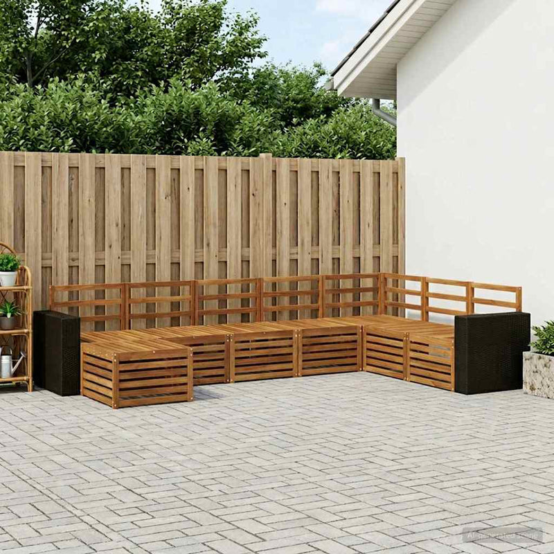 Set de canapele de exterior 8 buc. natural Lemn Solid de Acacia