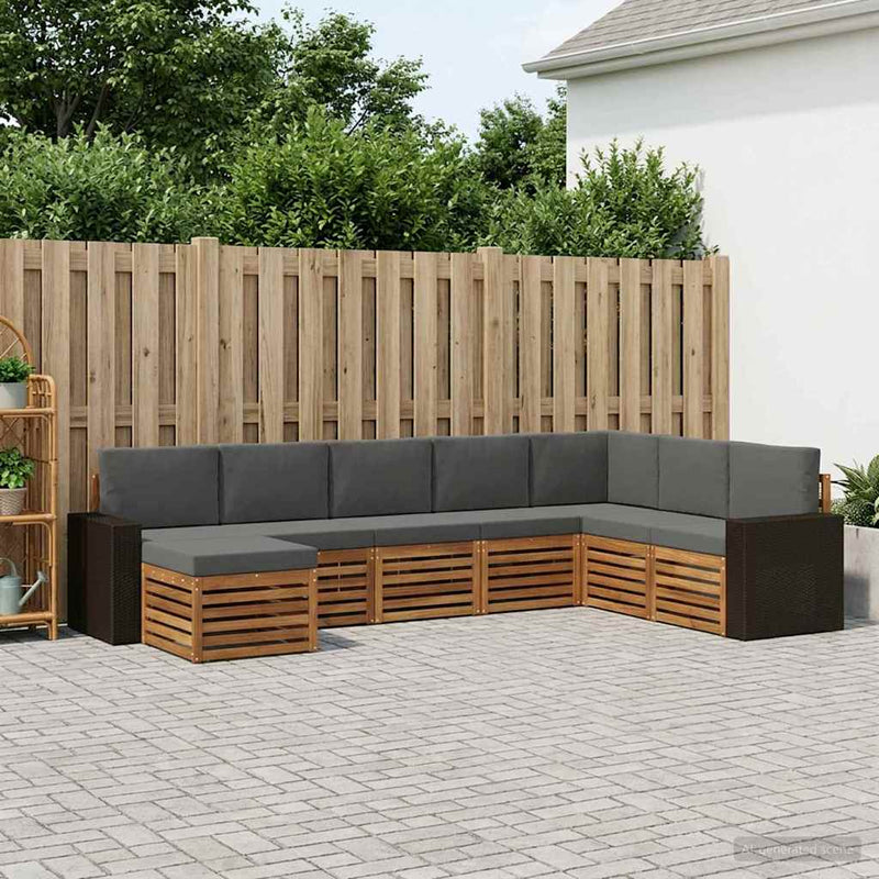 Set de canapele de exterior 8 buc. Natural și Antracit