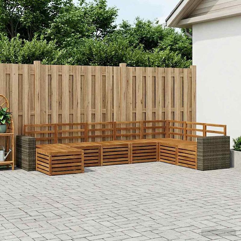 Set de canapele de exterior 8 buc. natural Lemn Solid de Acacia