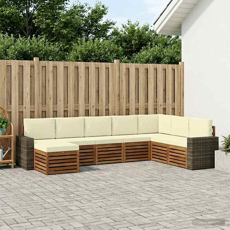 Set de canapele de exterior 8 buc. Natural și Crem