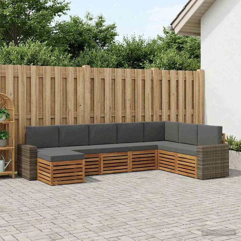Set de canapele de exterior 8 buc. Natural și Antracit