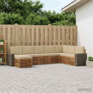 Set de canapele de exterior 8 buc. Natural și Bej