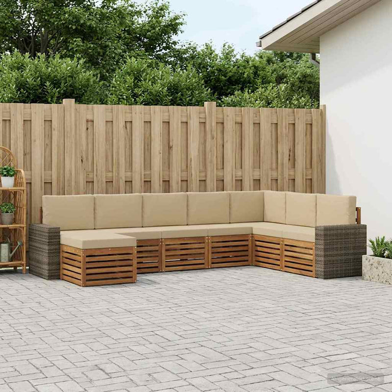 Set de canapele de exterior 8 buc. Natural și Bej