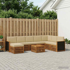 Set de canapele de exterior 7 buc. natural