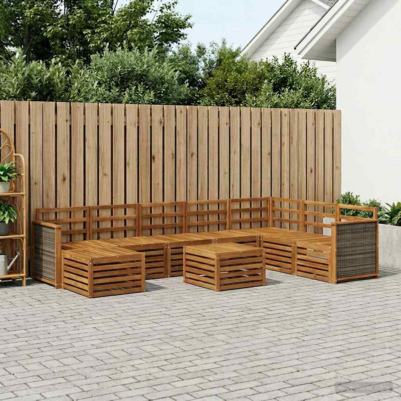 Set de canapele de exterior 7 buc. natural Lemn Solid de Acacia