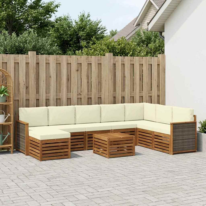 Set de canapele de exterior 7 buc. Natural și Crem