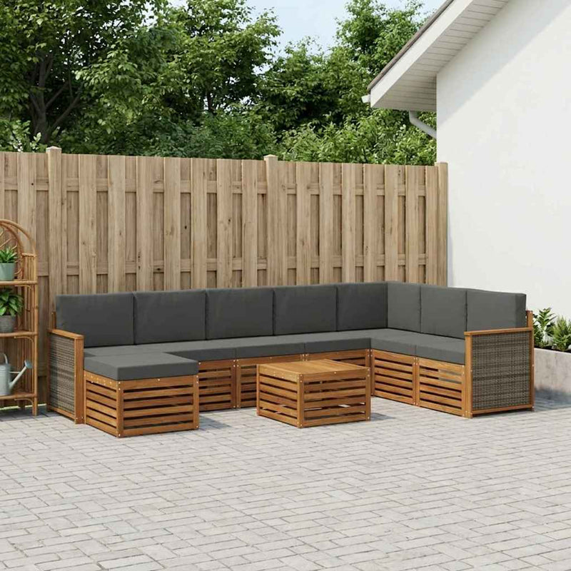 Set de canapele de exterior 7 buc. Natural și Antracit