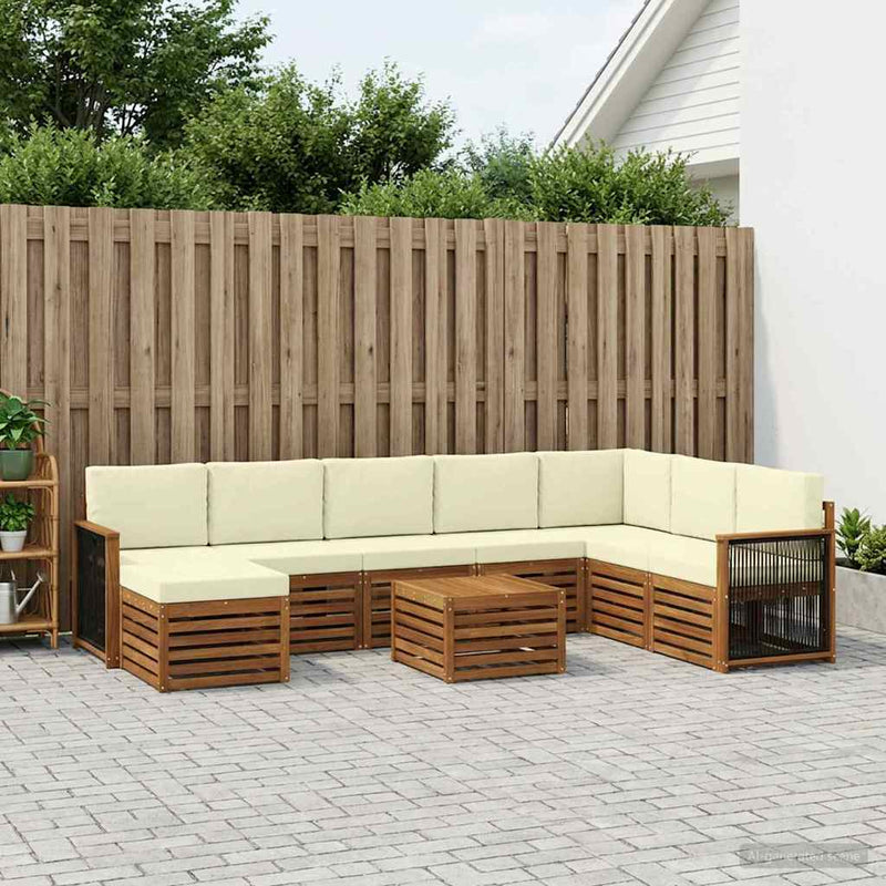 Set de canapele de exterior 7 buc. Natural și Crem