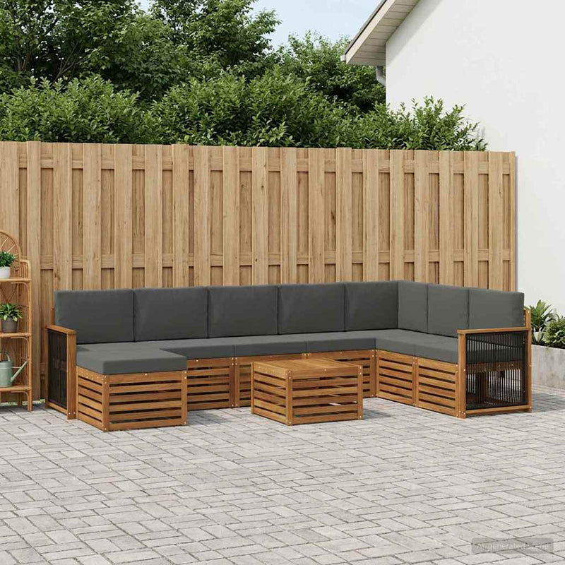 Set de canapele de exterior 7 buc. Natural și Antracit